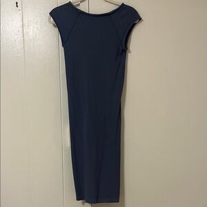 BLUE BODYCON RIBBED DRESS